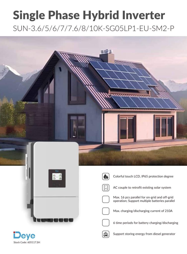 Thông số kỹ thuật liên quan đến công suất PV tối đa 10.000 W, điện áp PV tối đa 500 V và dải điện áp MPPT 150–425 V của SUN-5K-SG05LP1-EU-SM2-P.