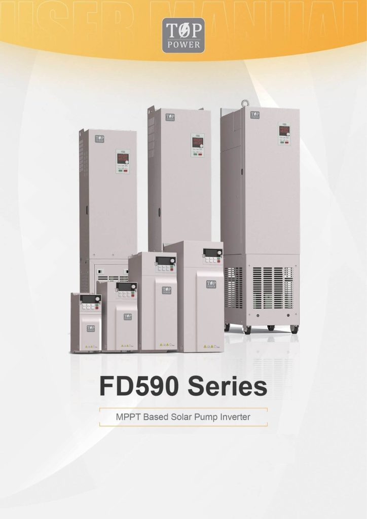 TOP POWER FD590-030G-4 có công suất định mức 30kW, điện áp AC 3 pha 380–440V và dòng điện đầu ra định mức 60A.