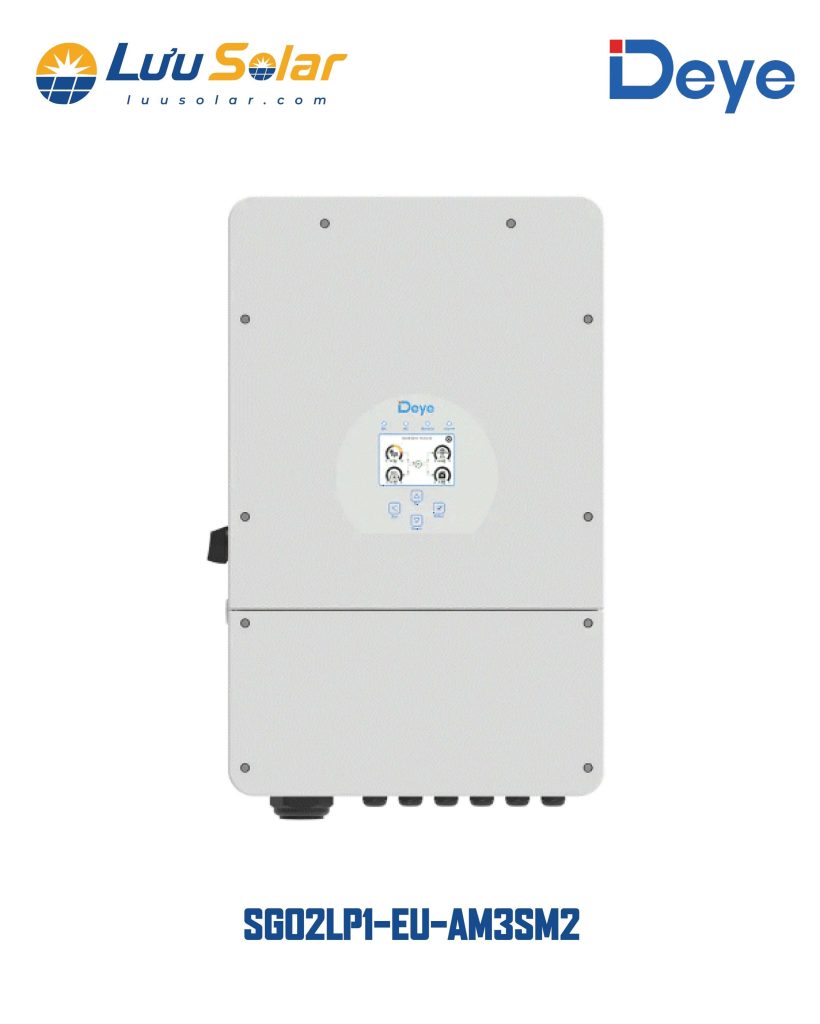 Deye 12kW 1 Pha Inverter Hybrid SUN-12K-SG02LP1-EU-AM3 dành cho hệ thống điện năng lượng mặt trời kết hợp pin lưu trữ.