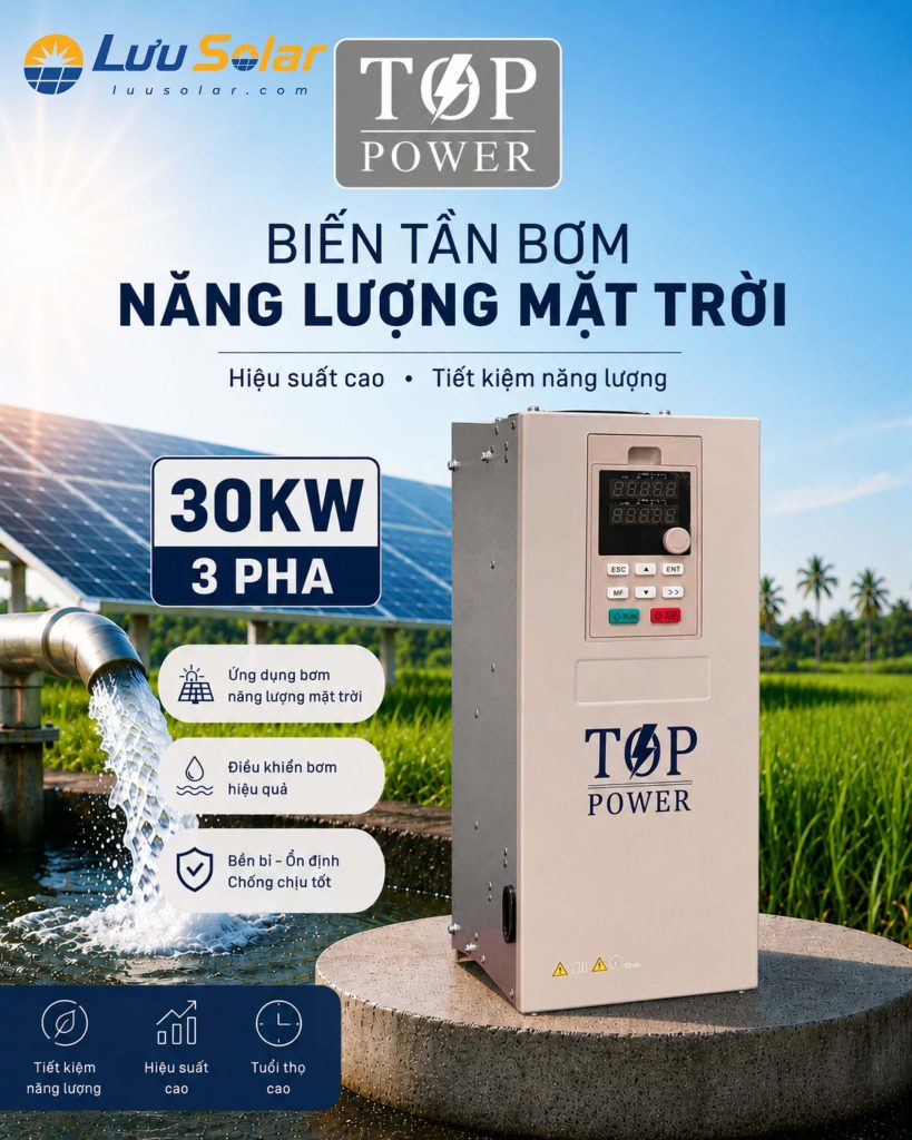FD590-030G-4 được kết nối với nguồn PV và động cơ bơm trong hệ thống bơm sử dụng năng lượng mặt trời.