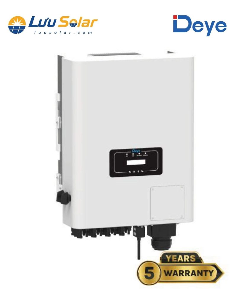 Inverter Deye SUN-50K-G04 được sử dụng cho hệ thống điện mặt trời 3 pha với công suất AC định mức 50 kW, 4 MPPT và khả năng tiếp nhận tối đa 65 kW công suất PV.
