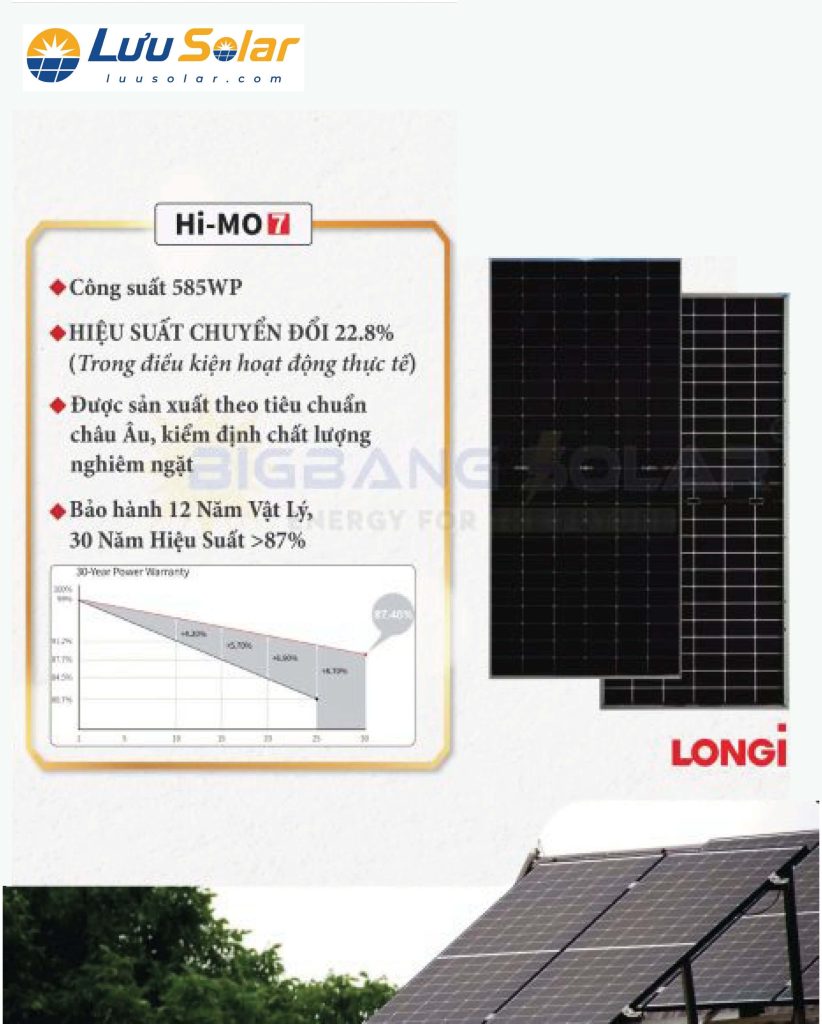 Lắp đặt hệ thống tấm pin mặt trời LONGi 585 Wp 2 mặt kính cho dự án công nghiệp