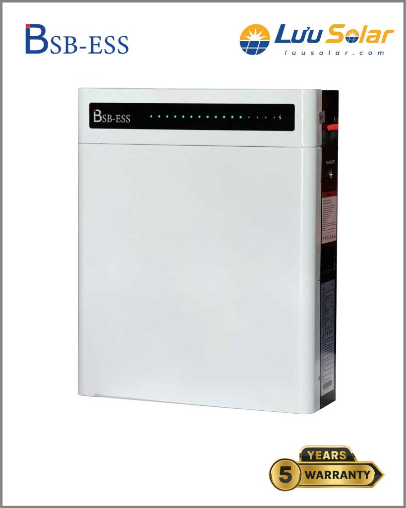 Thiết kế kiểu dáng treo tường mỏng gọn 155mm của pin lưu trữ BSB ESS 51.2V 100Ah Luxury