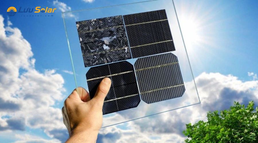 Cấu tạo các lớp vật liệu của tấm pin silicon tinh thể.
