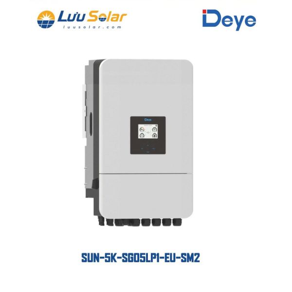 Biến tần hybrid DEYE SUN-5K-SG05LP1-EU-SM2-P công suất AC định mức 5.000 W cho hệ thống điện mặt trời 1 pha.