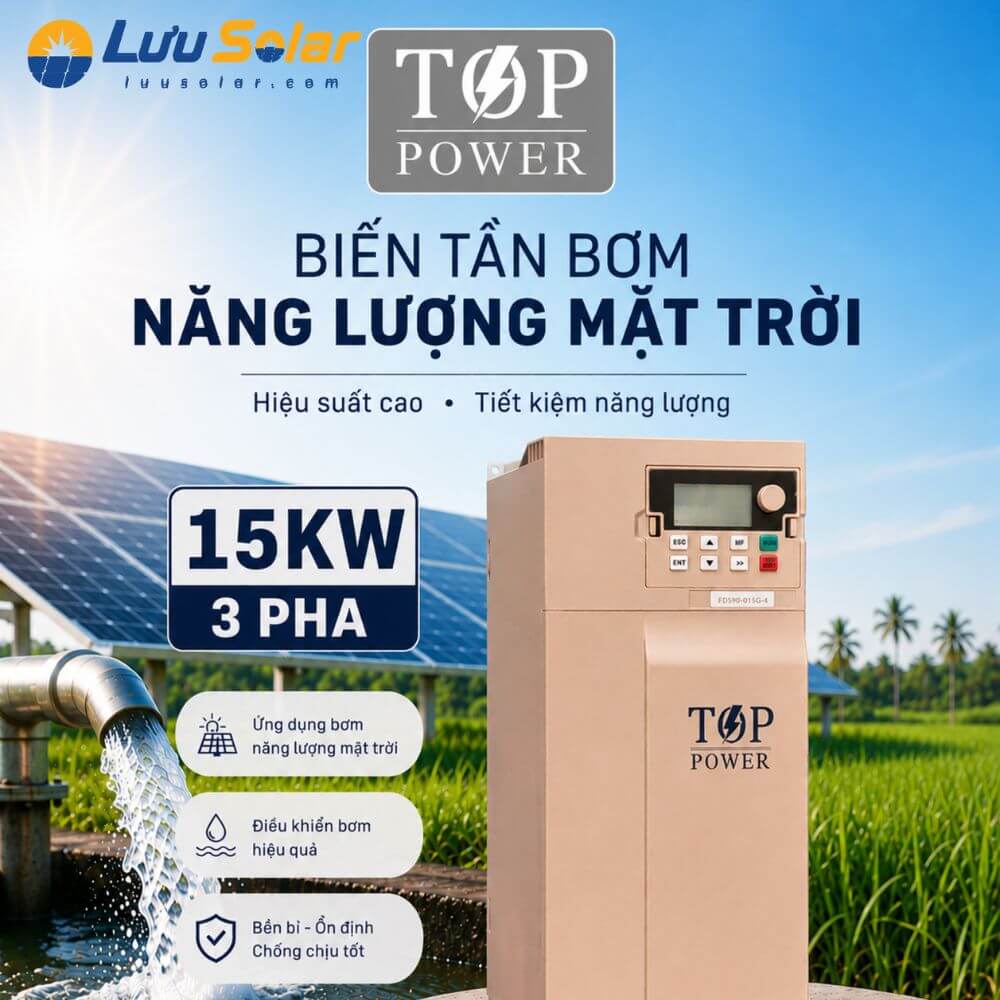 Biến tần bơm nước năng lượng mặt trời TOP POWER FD590 15kW 3 Pha model FD590-015G-4 chính hãng tại Lưu Solar.