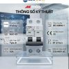 CB AC 63A 2P MDAY MJC-63 với dòng định mức 63A, đặc tính cắt Type-B và điện áp 230/400V AC.