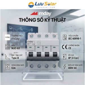 Thiết bị đóng cắt CB DC 63A 4P MDAY MJC-63DC chính hãng dùng cho hệ thống điện một chiều.