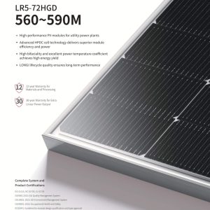 Tấm pin LONGi 585 Wp ứng dụng cấu trúc cell HPDC giúp tối ưu hóa hiệu suất quang điện và khả năng phát điện 2 mặt