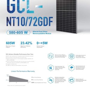 GCL 590Wp với chính sách bảo hành 12 năm sản phẩm và 30 năm hiệu suất tuyến tính