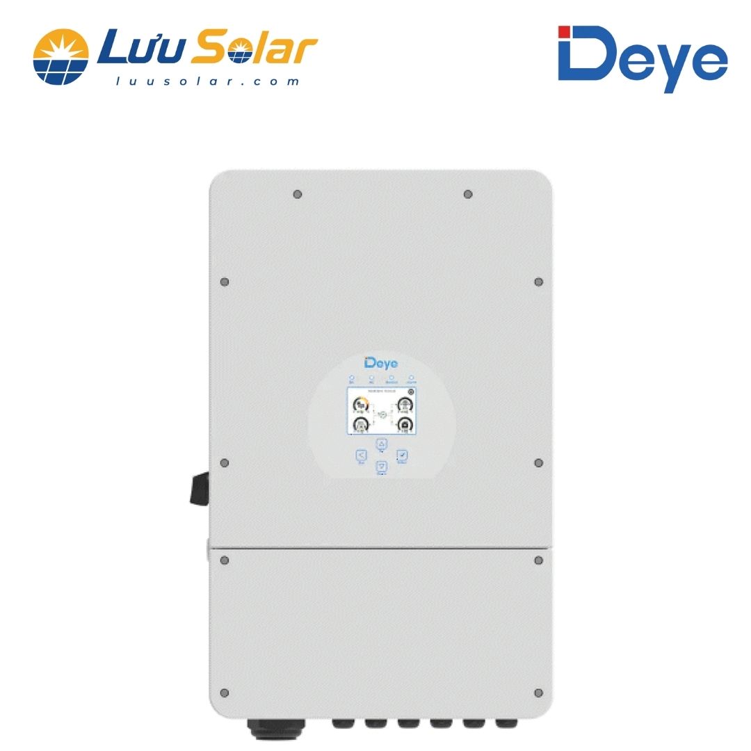 Inverter Hybrid Deye 12kW cho hệ thống điện năng lượng mặt trời có nhu cầu kết hợp nguồn PV và pin lưu trữ theo cấu hình phù hợp.