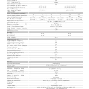 Thông số kỹ thuật biến tần DEYE SUN-110K-G03 110kW